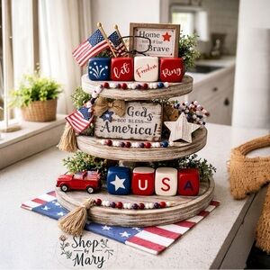 ⤵️🆕 "Let Freedom Ring" blocks" Patriotic Handmade | Reversible